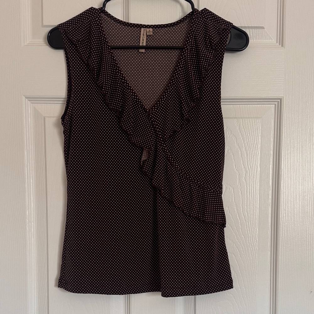 Sleeveless Ruffle Polka Dot Top